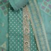 Blue Embroidered Chanderi Unstitched Suit