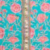 Blue Cotton With Pink Floral Printed Unstitched Suit Set