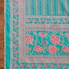 Blue Cotton With Pink Floral Printed Unstitched Suit Set