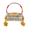 Silver and Gold Embossed Metal Bag with Tassels