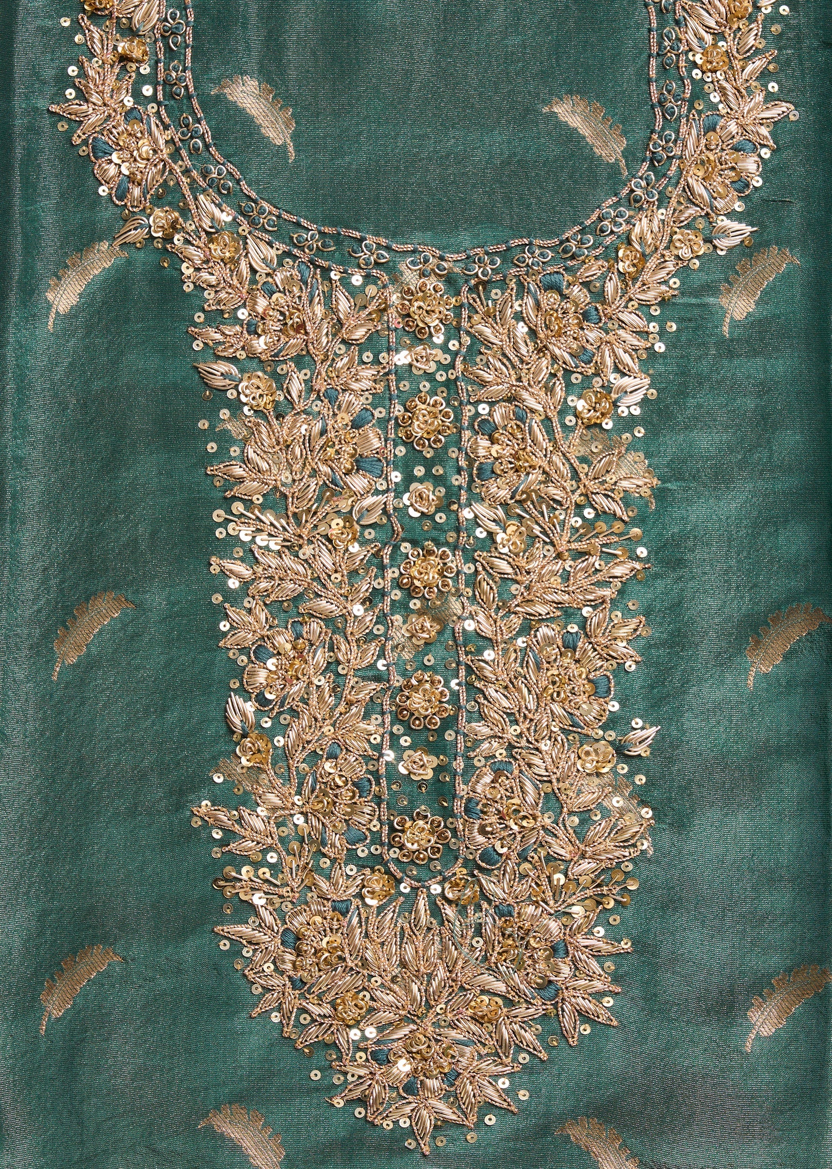 Blue Tissue Embroidered Unstitched Suit Set