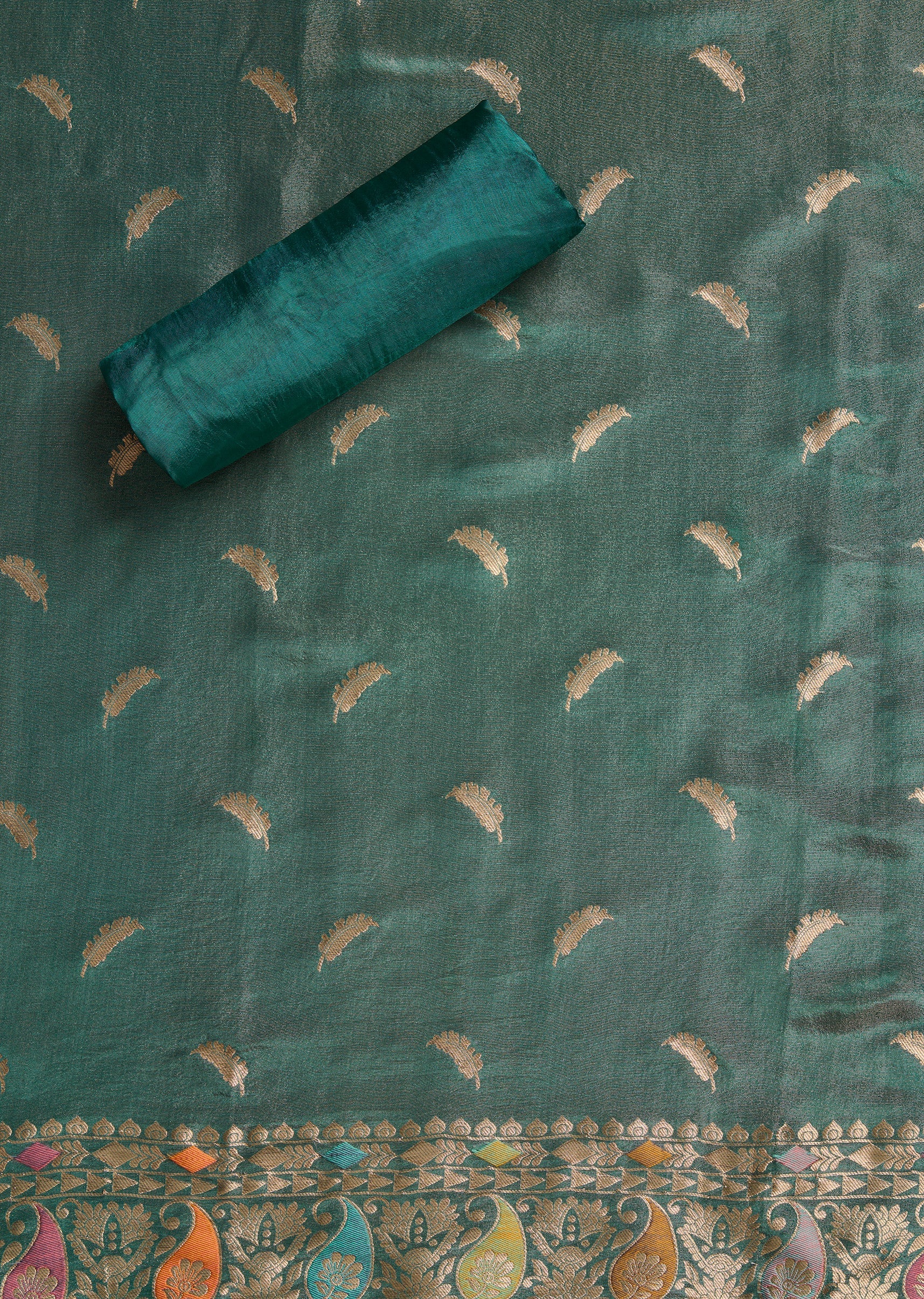Blue Tissue Embroidered Unstitched Suit Set