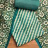 Azure Blue Chanderi Printed Unstitched Suit Set
