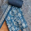 Vibrant Blue Chanderi Printed Unstitched Suit Set