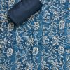 Vibrant Blue Chanderi Printed Unstitched Suit Set