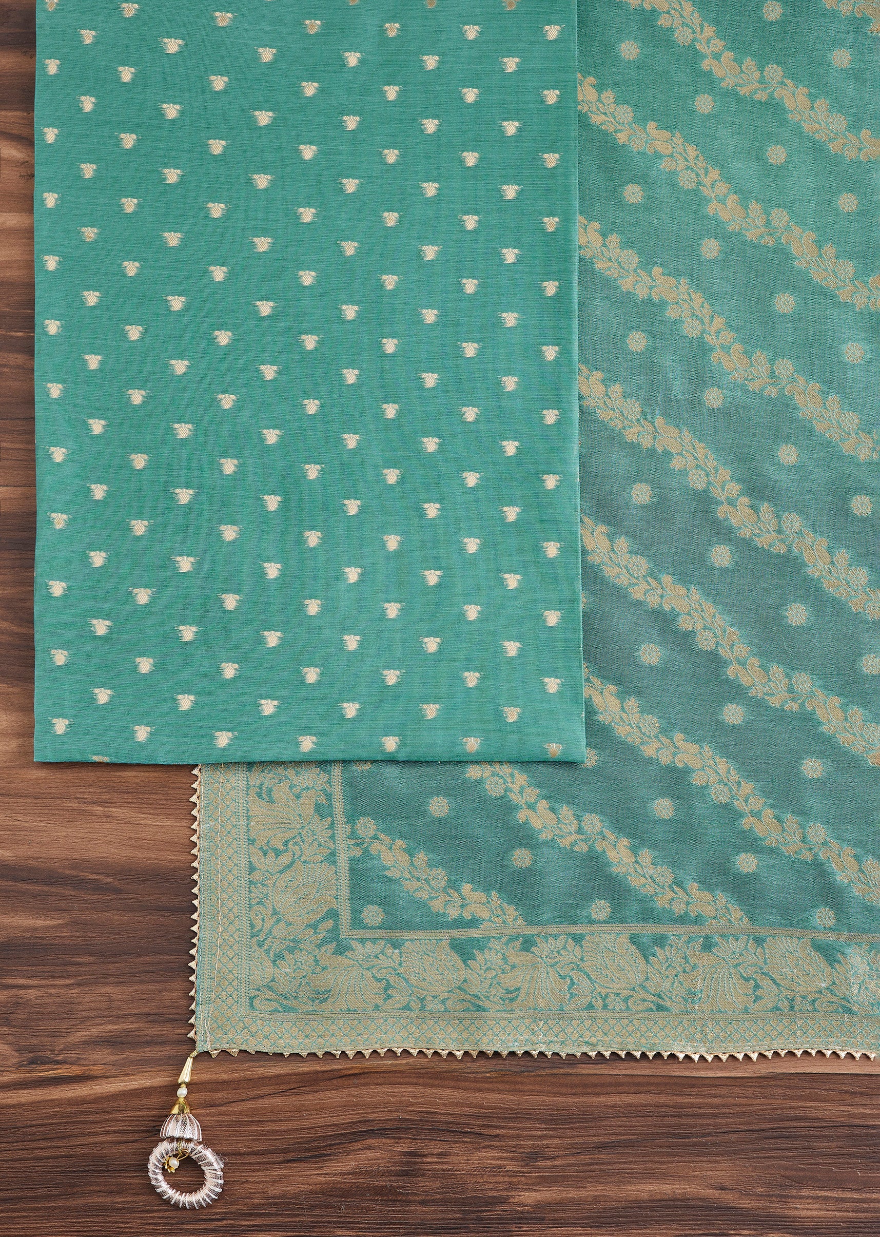Blue Embroidered Chanderi Suit