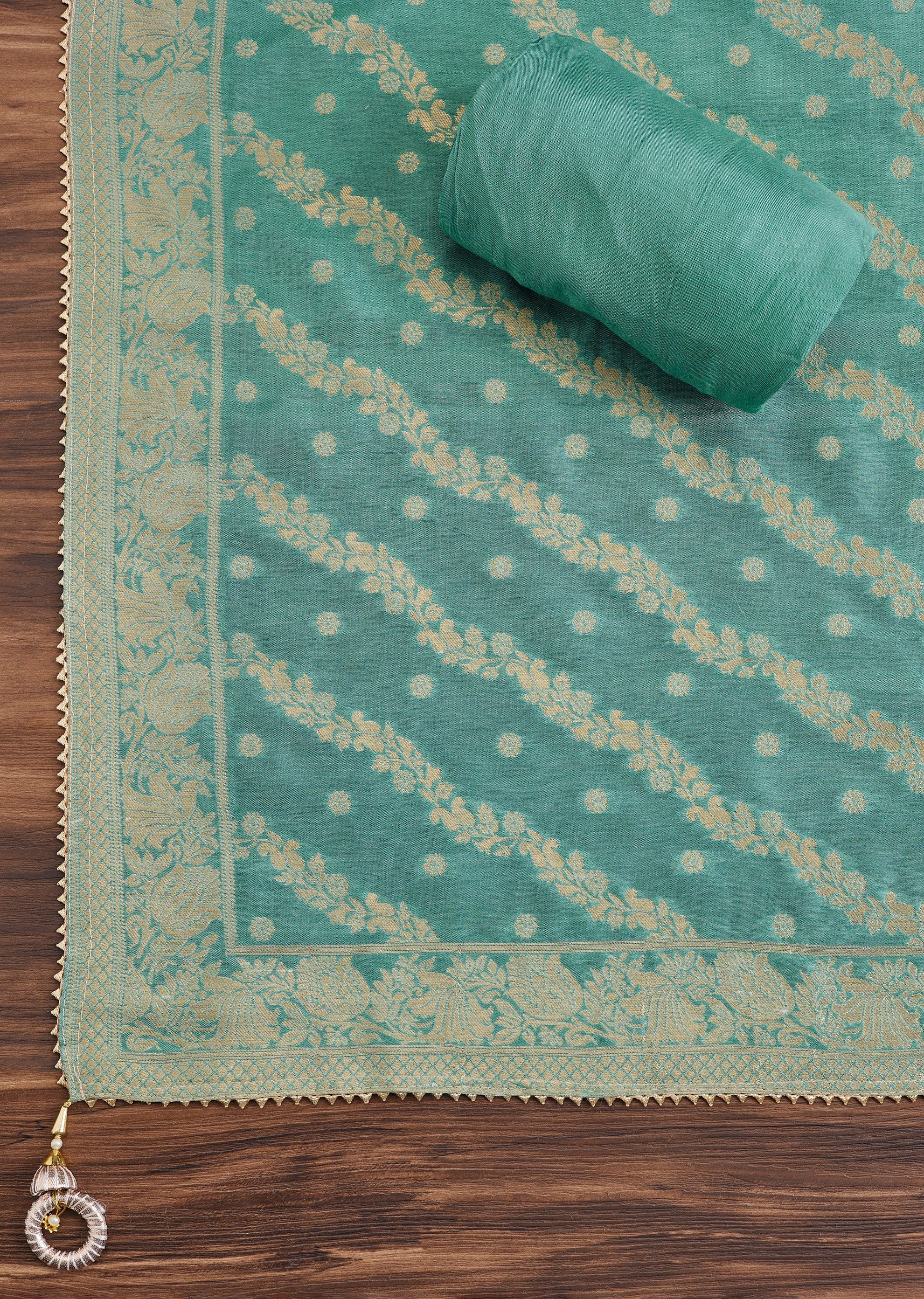 Blue Embroidered Chanderi Suit