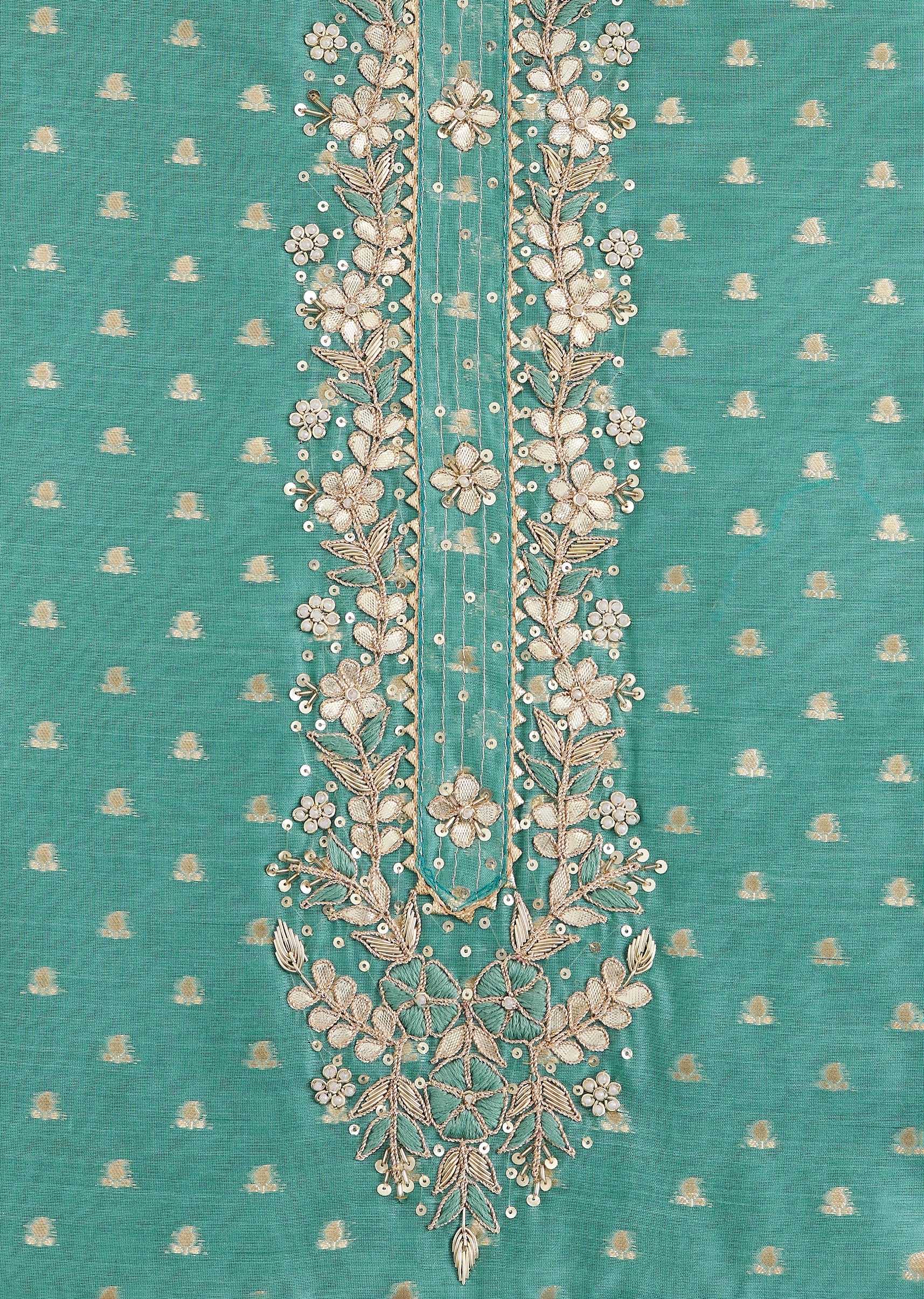 Blue Embroidered Chanderi Suit