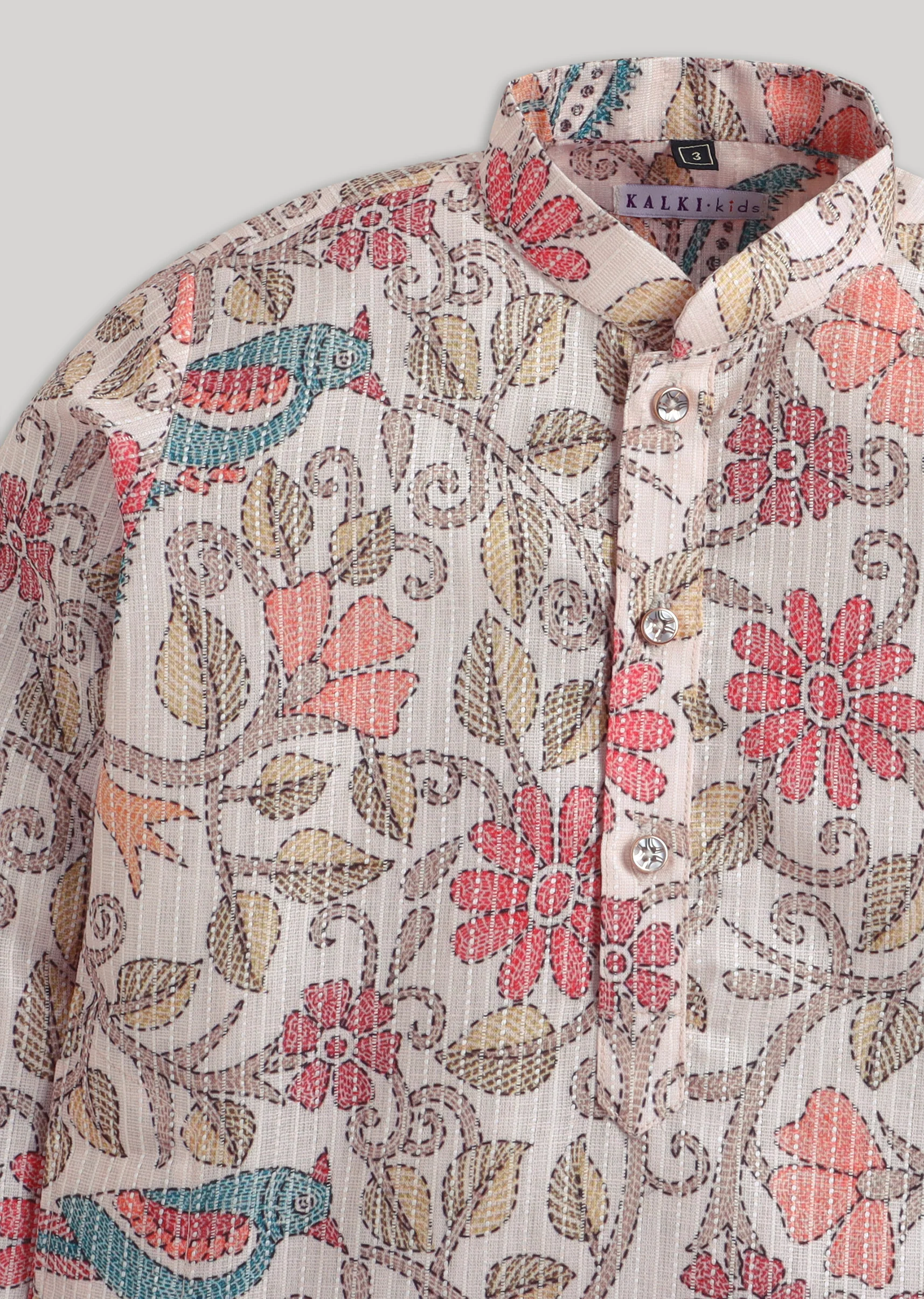 Multi Floral Kids Kurta Set