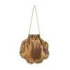 Beige Satin Potli Bag with Crescent Motif