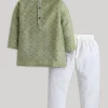 Green Geometric Kids Kurta Set