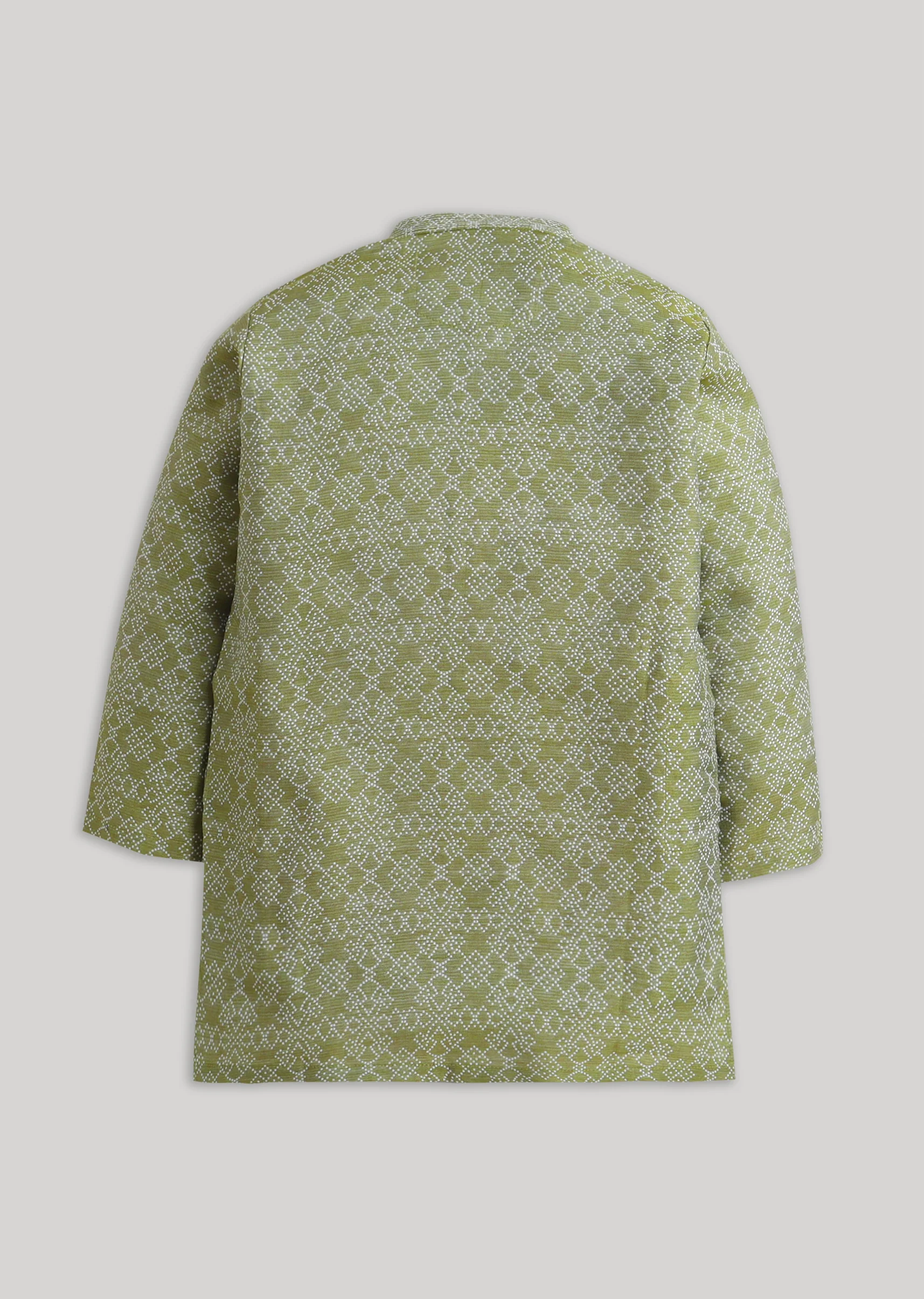Green Geometric Kids Kurta Set