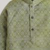 Green Geometric Kids Kurta Set