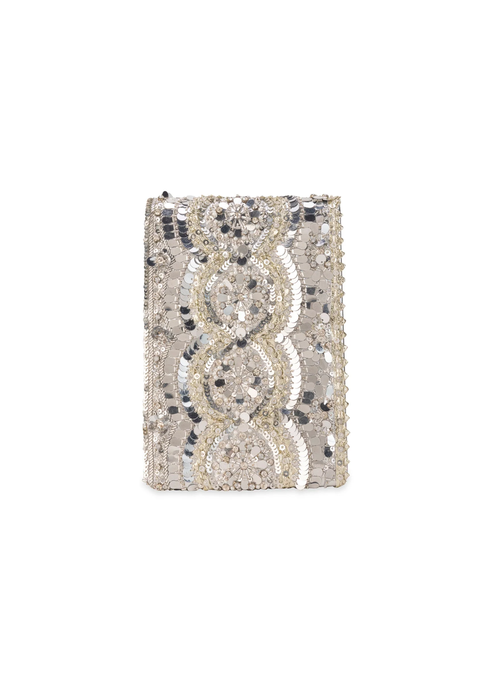Silver Mirror Embellished Flap Bag