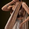 Brown Ombre Sequence Ready To Wear Saree With Velvet Blouse