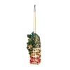 Green Pearl Embellished Pom Pom Tassel Bag