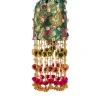 Green Pearl Embellished Pom Pom Tassel Bag