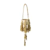 Gold Peacock Motif Tassel Detail Bucket Bag