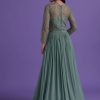 Pastel Green Gown In Georgette With Cut Dana Embroidery