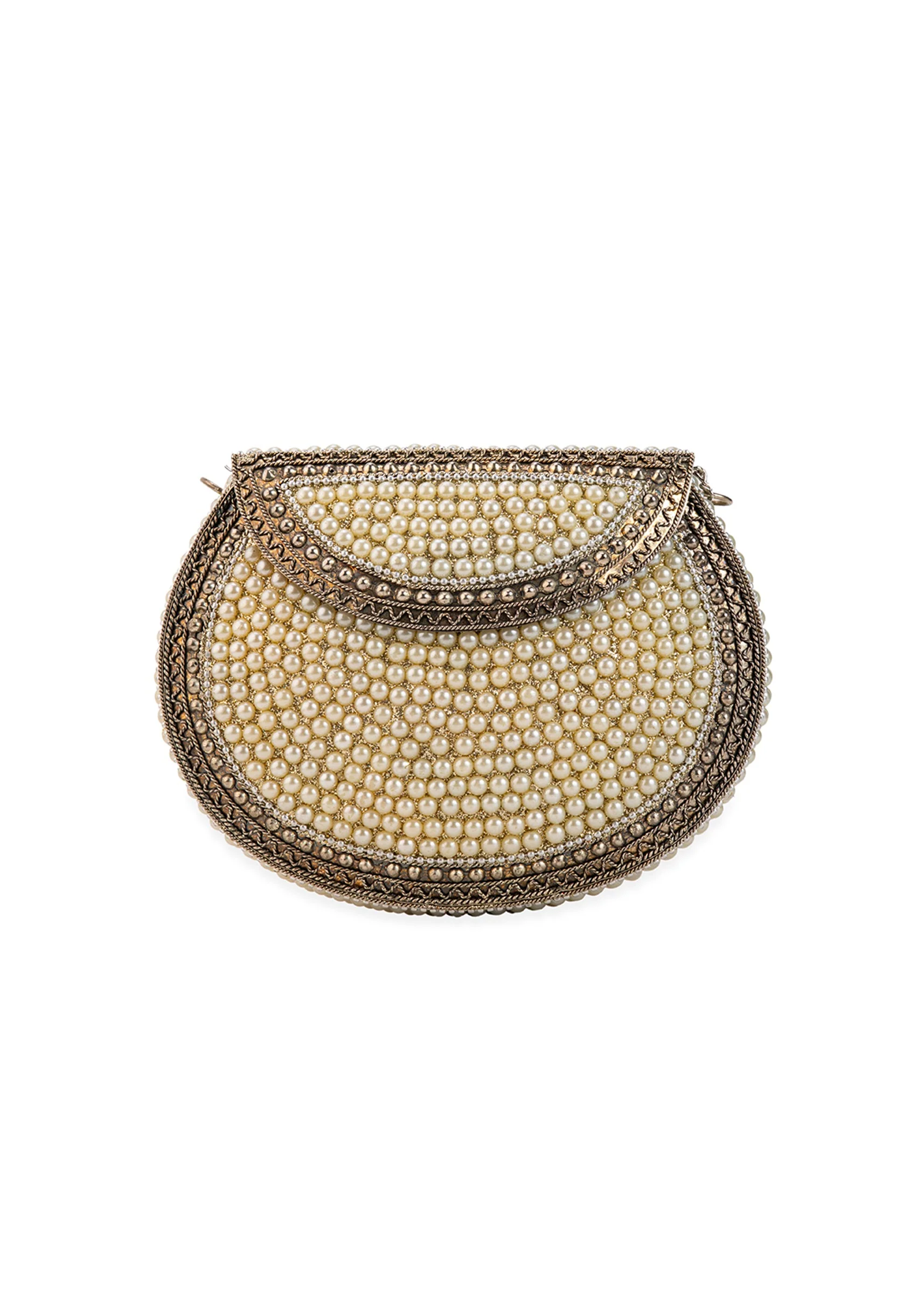 Cream Pearl Embellished Sling Bag