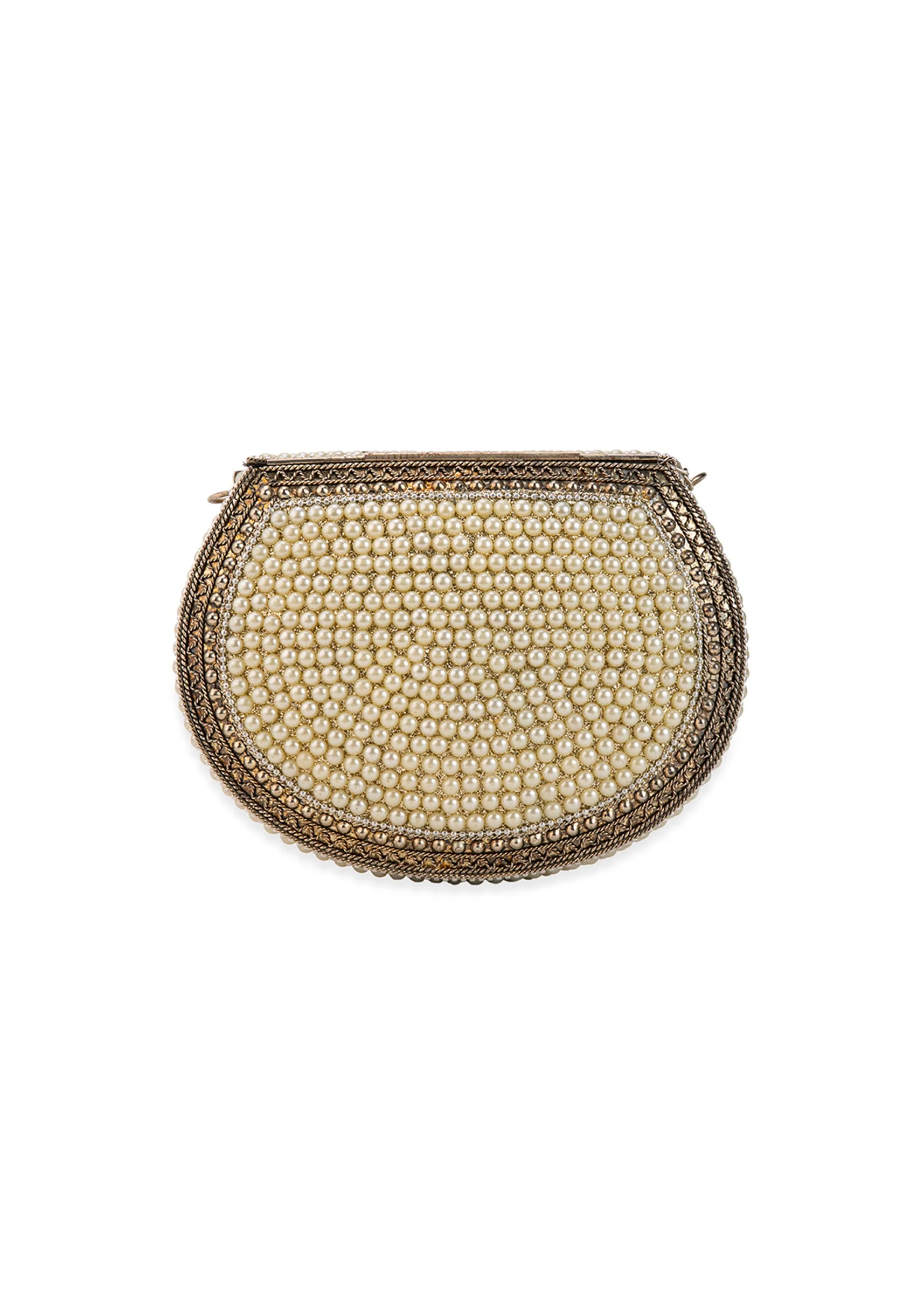 Cream Pearl Embellished Sling Bag