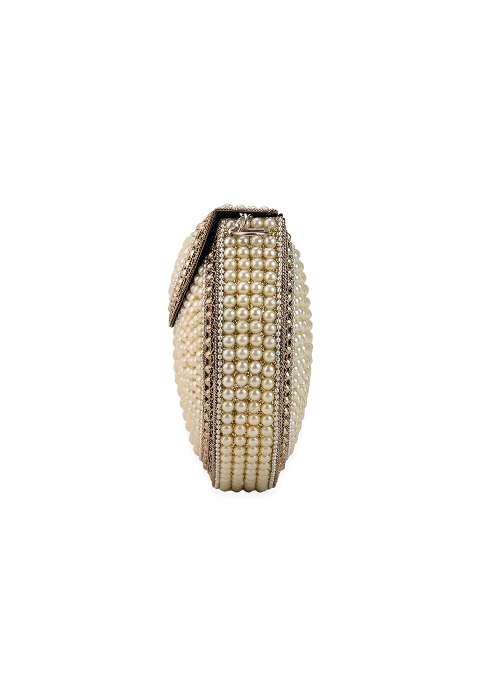 Cream Pearl Embellished Sling Bag