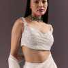 Silver Round Neck Blouse With Ready Drape Saree
