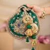 Green Silk Embroidered Potli Bag