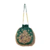 Green Silk Embroidered Potli Bag