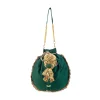 Green Silk Embroidered Potli Bag