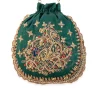 Green Silk Embroidered Potli Bag