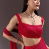 Red Pre Draped Crystal Embroidered Saree