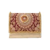 Maroon Zari and Kundan Embellished Rectangular Flap Bag