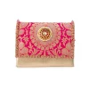 Pink Zari and Kundan Brocade Rectangular Flap Bag