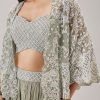 Mint Green Moti And Cut Dana Work Cape Lehenga