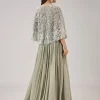 Mint Green Moti And Cut Dana Work Cape Lehenga
