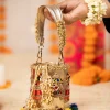 Gold Tassel Drop Embroidered Potli Bucket Bag