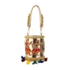 Gold Tassel Drop Embroidered Potli Bucket Bag