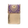 Purple and Gold Kundan Embellished Flap Bag