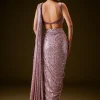 Pink Sequin Velvet Saree With Matching Blouse