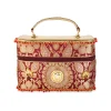 Maroon and Gold Floral Motif Brocade Silk Bag