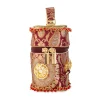 Maroon and Gold Floral Motif Brocade Silk Bag