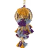 Purple Zari Embellished Brocade Kundan Bag with Tassel