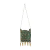 Green and Gold Jaal Mesh Pearl Embellished Bag