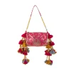 Pink Brocade Kundan Bag with Tassel