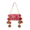 Pink Brocade Kundan Bag with Tassel