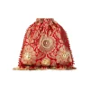 Red Silk Mirror Embellished Potli Bag
