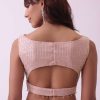Off-White Saree And Stitched Blouse With Hanging Crystals