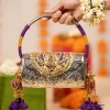 Silver Floral Etched Textured Metal Bag