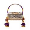 Silver Floral Etched Textured Metal Bag